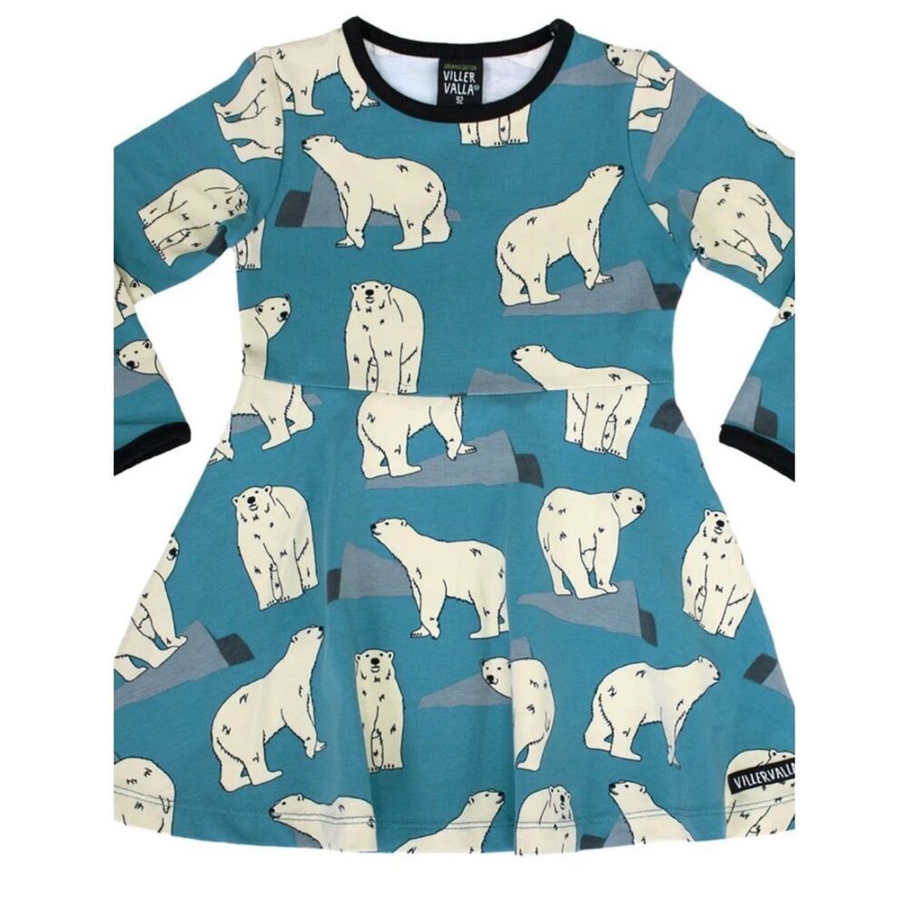 Villervalla Polar Bear Print Dress Sz 116cm